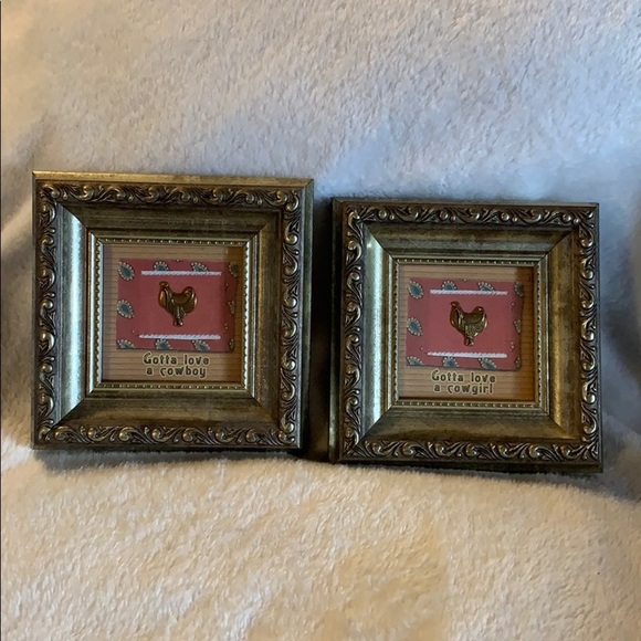 Set of Cowboy/Cowgirl Framed Art - Gold Charm Inc. - Picture 1 of 8
